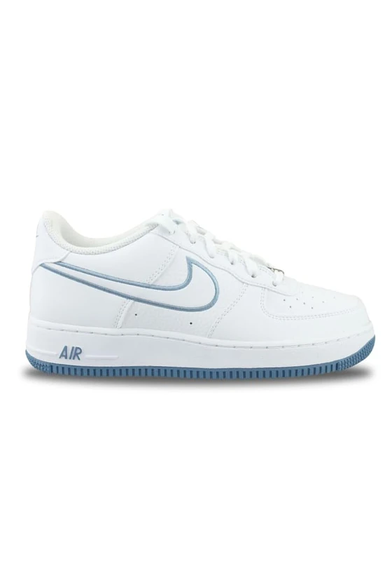 Nike Air Force 1 Gs Sneaker, White/White/Work Blue/Metallic, 6 UK - Image 1