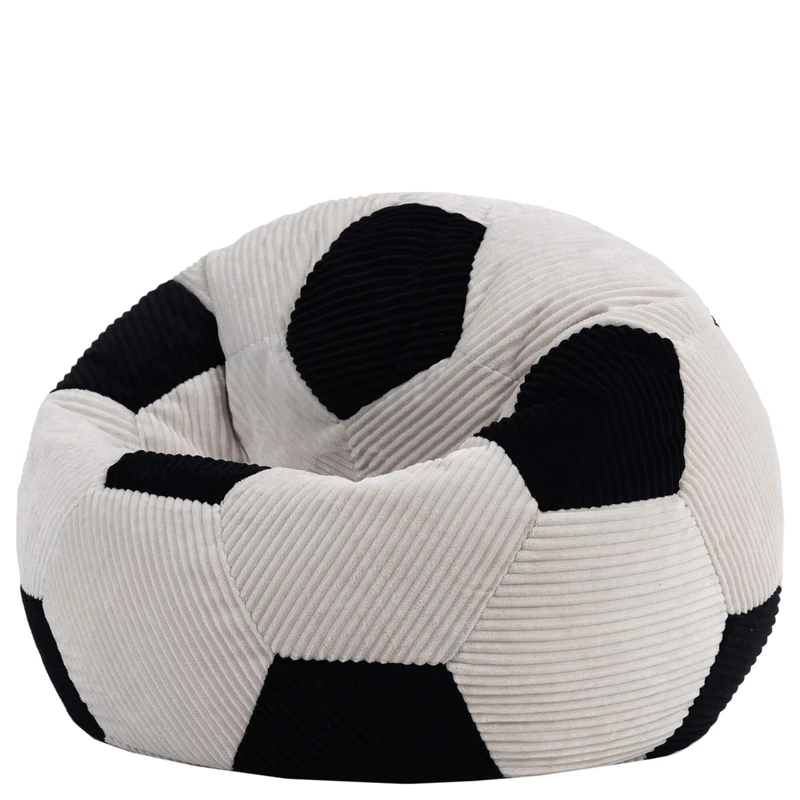 icon Large Kids Football Bean Bag, Black, Corduroy, Kids Bean Bag Chair with Filling Included, Football Gifts for Boys, Beanbags for Children, Football Gifts, Gaming Room, Bedroom, Bedroom Accessories