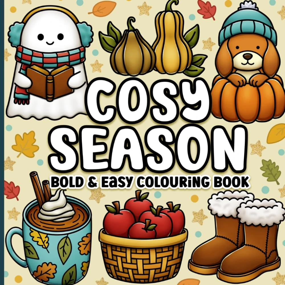 Bold and Easy Colouring Book: Cosy Season Autumn Designs for All Ages