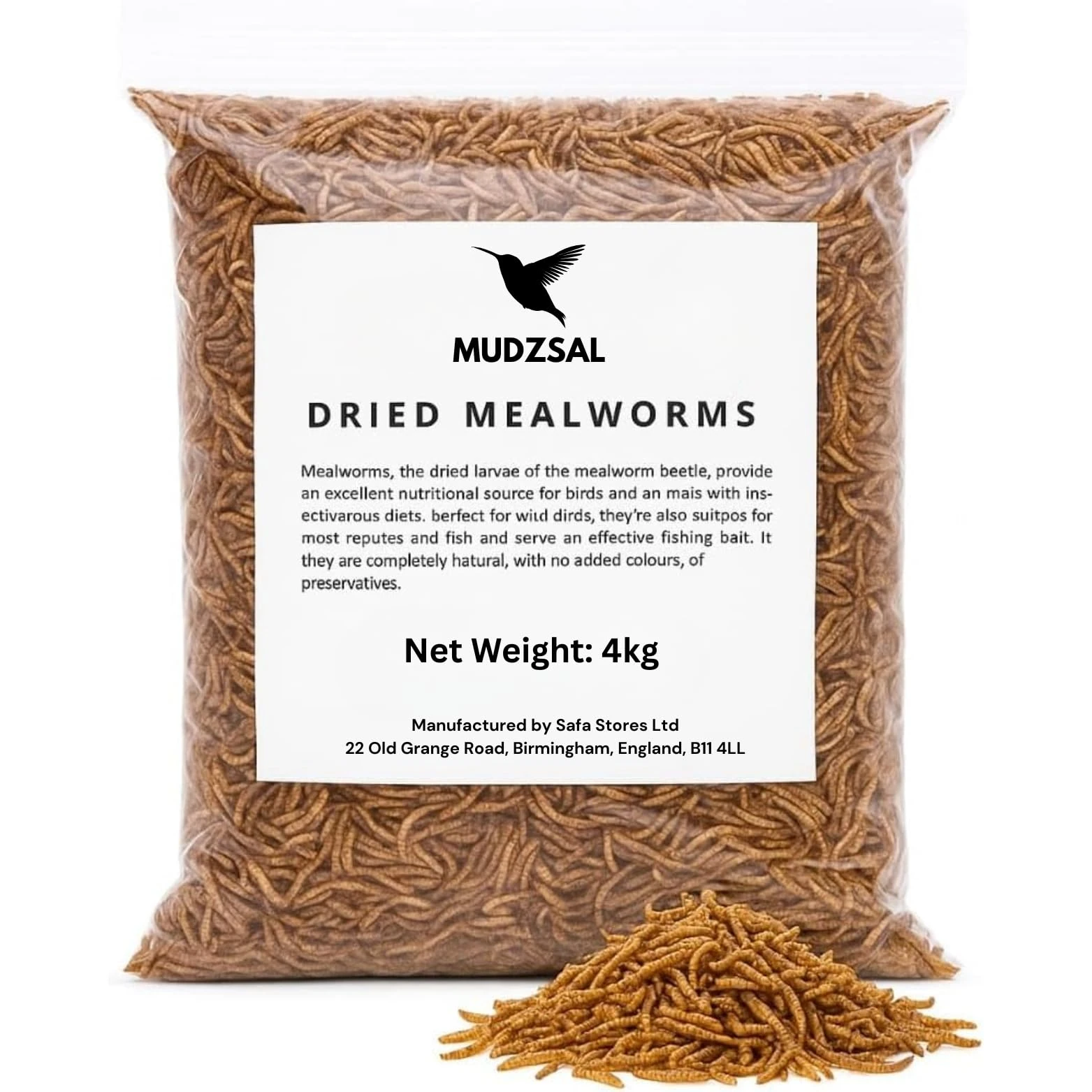 Premium Mealworms for Wild Birds – Natural High-Protein, High-Energy Feed, Mess-Free Food for All Bird Species (4Kg)
