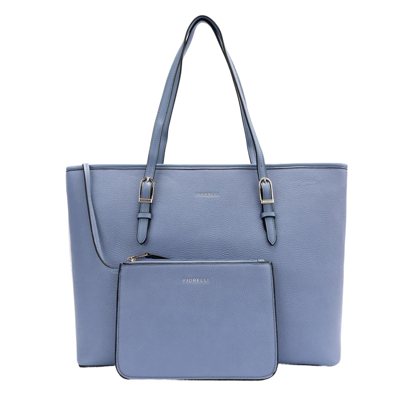 Fiorelli Women's Etta Buckle Tote Bag, Stylish Large Capacity Shoulder Handbag with Internal Pocket & Detachable Pouch, Faux Leather, Conflour Blue