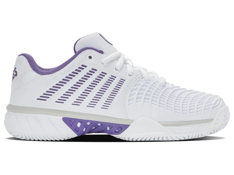 K-Swiss Tennis Women's Express Light 3 Clay Tennis Shoe, White/Purple Haze/Lunar Rock, 1.5 UK