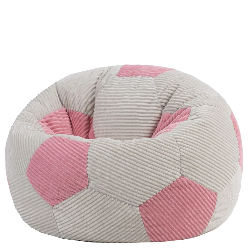 icon Large Kids Football Bean Bag, Pink, Corduroy, Kids Bean Bag Chair with Filling Included, Football Gifts for Girls, Beanbags for Children, Football Gifts, Gaming Room, Bedroom, Bedroom Accessories
