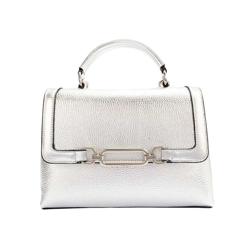 Fiorelli Women's Emilia Hardware Top Handle Bag, Stylish & Classic Design, Grab Handbag with Crossbody Strap, Faux Leather, Silver