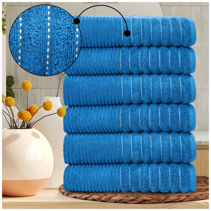 6-Pack Egyptian Cotton Bath Sheets - Premium 650 GSM Luxury Large Towels, Ultra Soft, Fast Drying & Highly Absorbent - Washable Bath Sheets for Bathroom, Spa & Gym (90x140 cm) - Navy