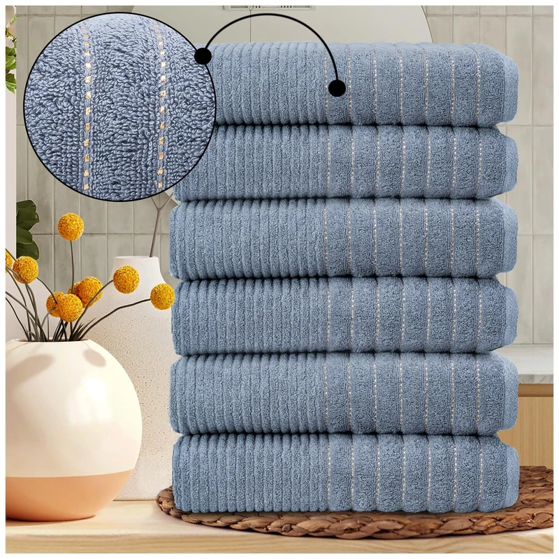 6-Pack Egyptian Cotton Bath Sheets - Premium 650 GSM Luxury Large Towels, Ultra Soft, Fast Drying & Highly Absorbent - Washable Bath Sheets for Bathroom, Spa & Gym (90x140 cm) - Charcoal