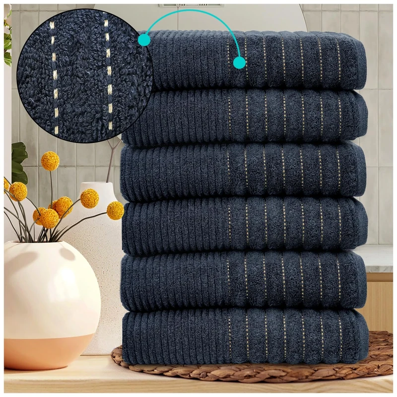 6-Pack Egyptian Cotton Bath Sheets - Premium 650 GSM Luxury Large Towels, Ultra Soft, Fast Drying & Highly Absorbent - Washable Bath Sheets for Bathroom, Spa & Gym (90x140 cm) - Black