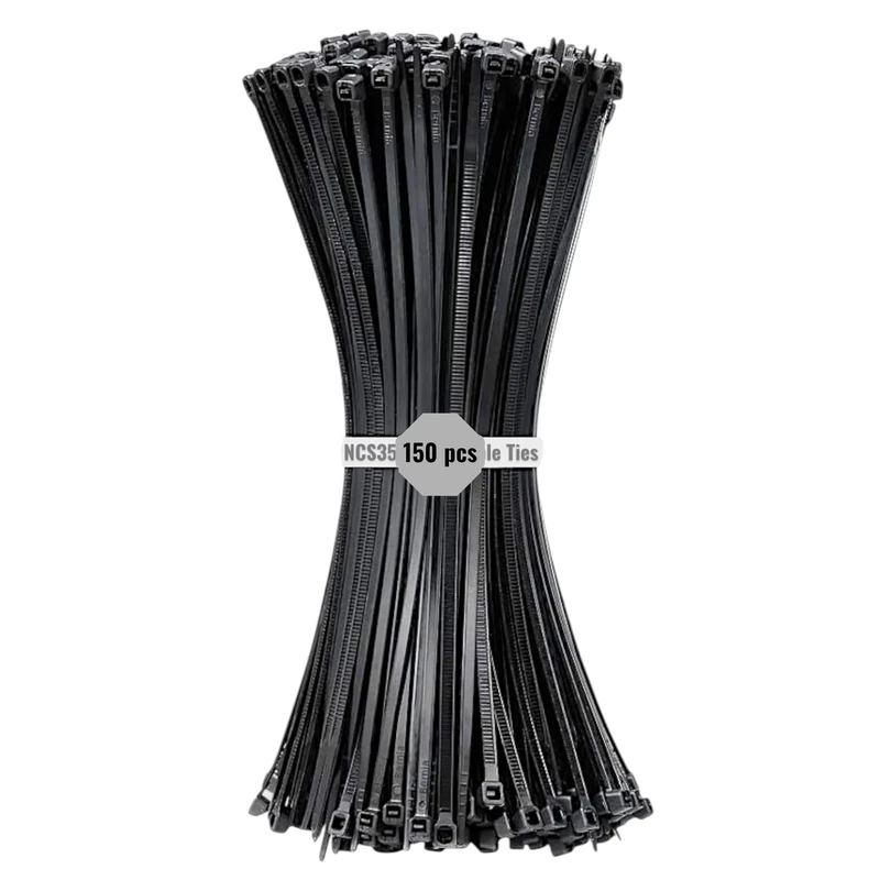 Black Nylon Cable Ties 150 (150 mm × 2.5 mm) 6 Inch NCS35® Heavy Duty, Self-Locking, UV Resistant, Multi-Purpose Plastic Cable Managment Tie Wraps 8 kg Tensile Strength for Electrical,Nylon Zip Ties