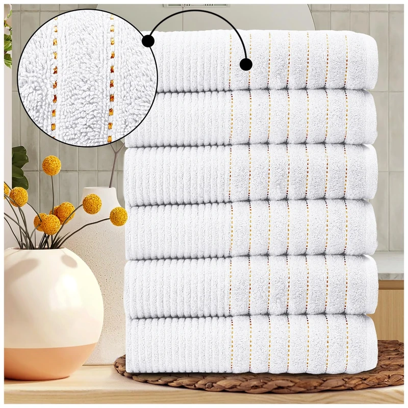 6-Pack Egyptian Cotton Bath Sheets - Premium 650 GSM Luxury Large Towels, Ultra Soft, Fast Drying & Highly Absorbent - Washable Bath Sheets for Bathroom, Spa & Gym (90x140 cm) - White