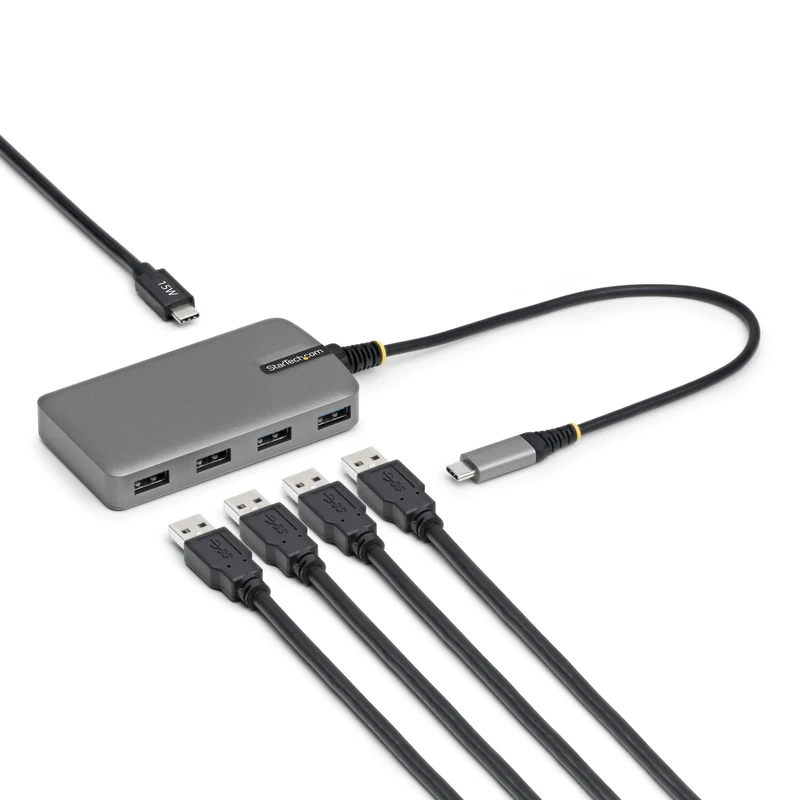 StarTech.com 4-Port USB-C Hub, 5Gbps, Bus Powered, Type-C to 4x Type-A with USB-C Auxiliary Power Input, Portable Hub