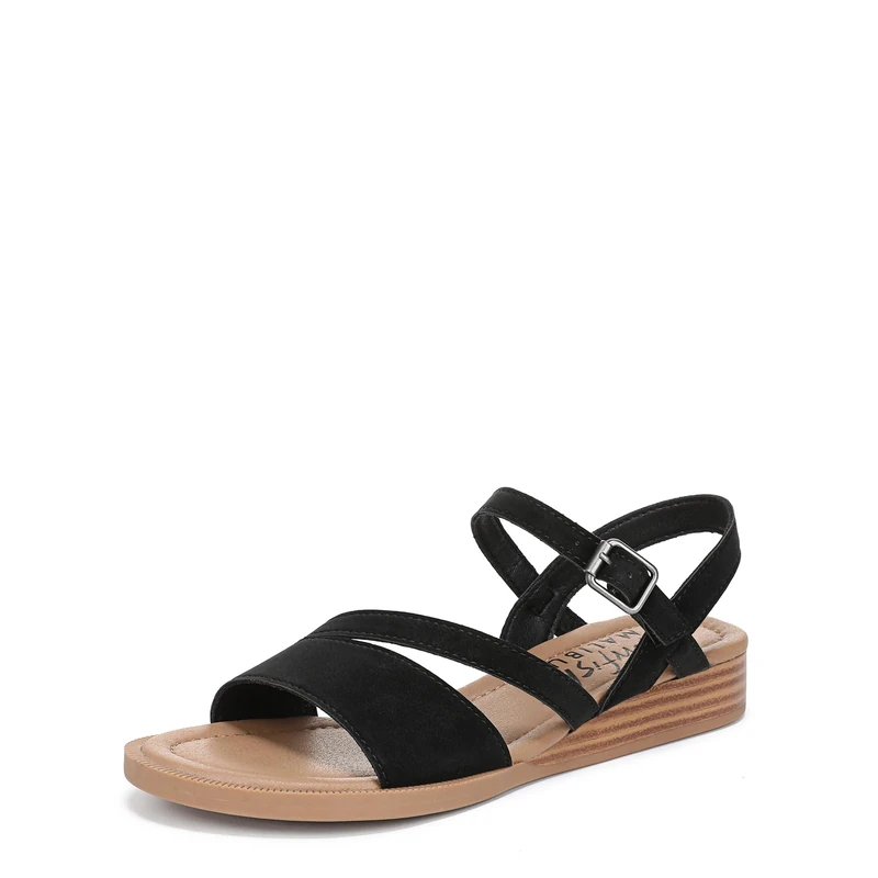 Blowfish Malibu Women's Arrow Flat Sandals, Black Nubuck, Medium Fit, UK 5