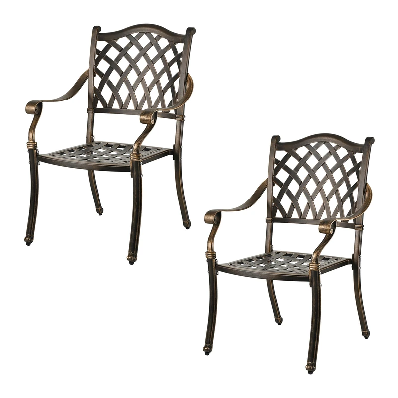 Relaxdays garden chair, with armrests, metal, vintage armchair, HWD: 91 x 63 x 63 cm, garden & balcony, black/bronze