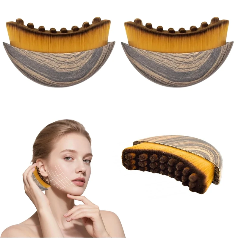 2 PCS Lymphatic Drainage Face Brush, Clean Dry Brushing, Skin Care Chin & Jawline Sculpting Ergonomically Designed to Fit The Skin Precisely, Reduces Puffiness & Relieve Fatigue