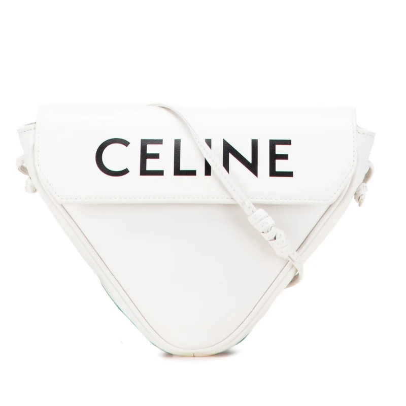 Celine Pre-Loved Smooth Calfskin Logo Triangle Crossbody Bag
