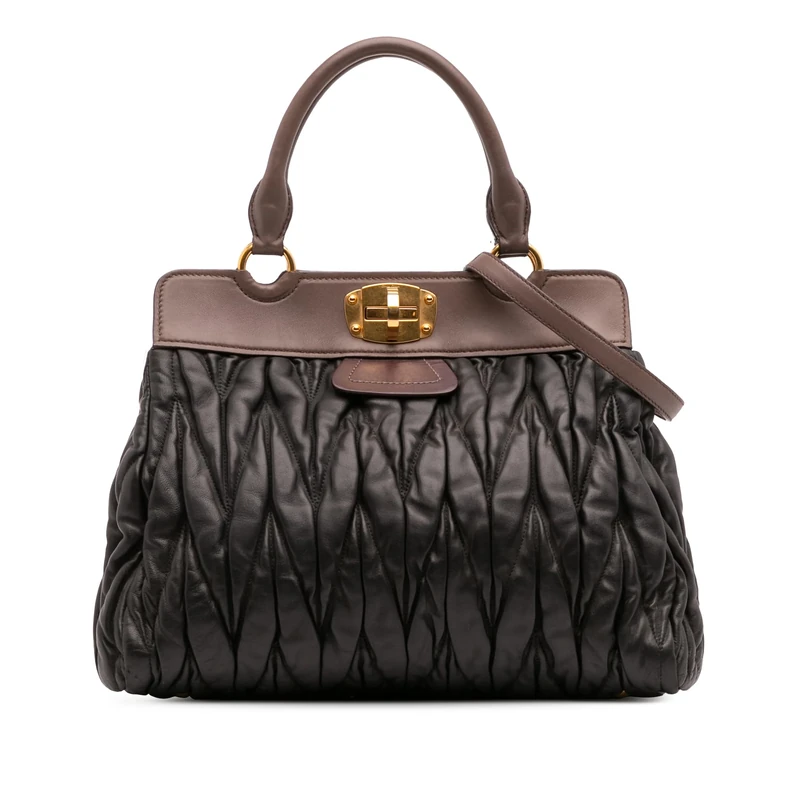 Miu Miu Pre-Loved Matelasse Leather Turnlock Tote Handbag