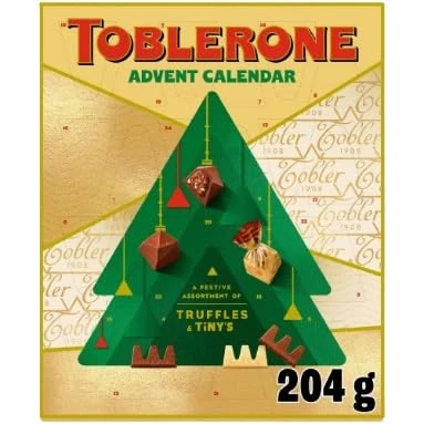 Toblerone Chocolate advent calendar 204g, Perfect for your Christmas Countdown (Milk, White & Dark Chocolates)