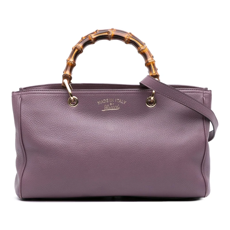 Gucci Pre-Loved Medium Calfskin Bamboo Shopper Satchel Handbag