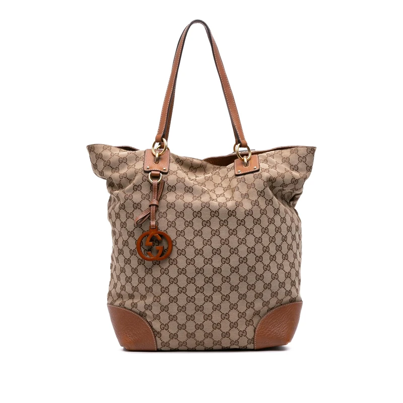 Gucci Pre-Loved Large GG Canvas GG Charm Tote