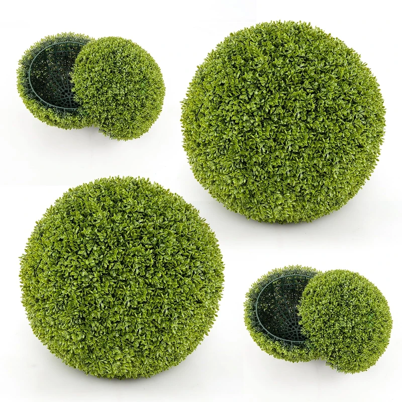 FANTASK Set of 2 Artificial Boxwood Balls, 50 cm Boxwood Ball, UV-Resistant, Decorative Balls, Box Ball, Topiary, Artificial Plant, Decorative Plant for Home, Garden, Wedding (Green) - Image 1