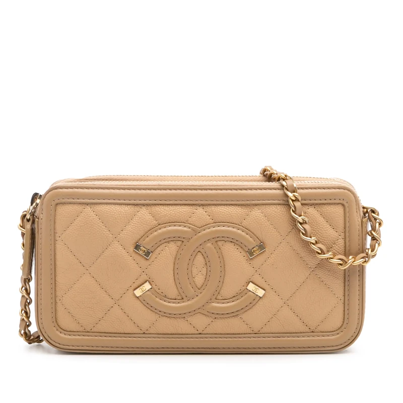 Chanel Pre-Loved Caviar CC Filigree Crossbody Bag