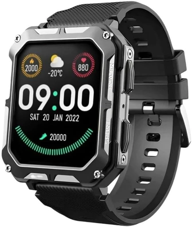 Hardhatwatches Hard Hat Smartwatch Outdoor Sports IP68 Waterproof Wristwatch for Android IOS,Stainless Steel Construction, Lightweight Design for Construction Workers & Industrial Use. (Black)