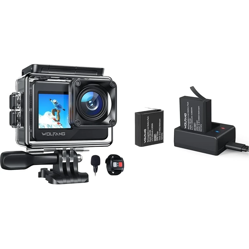 WOLFANG Action Cam GA120 4K30FPS & Battery Charger Set