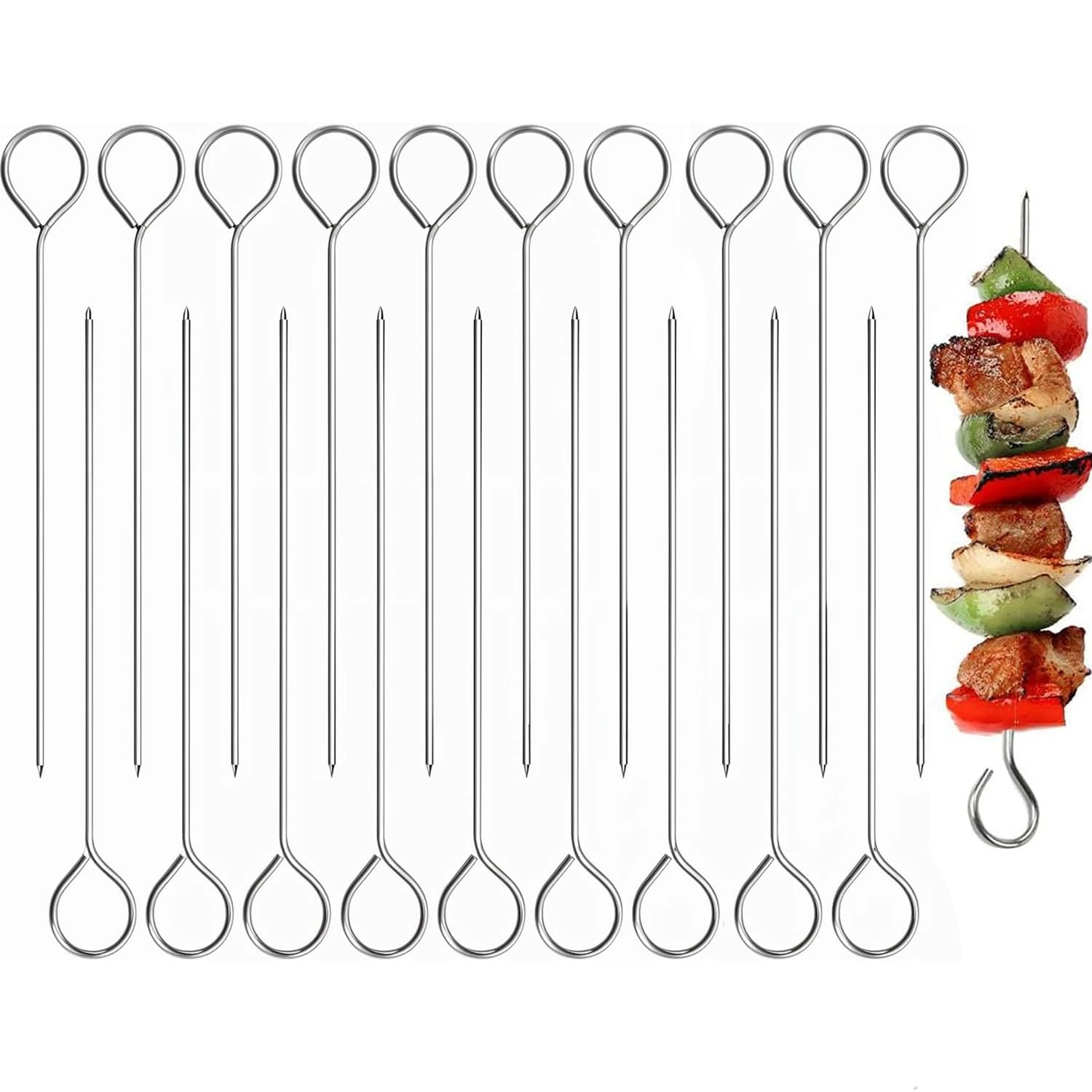 Food-Grade Kebab Turkey Lacers,Metal Skewer for Oven Halloween Christmas Party Turkey,BBQ Metal Skewers Stainless Steel Reusable Skewers for Air Fryer (20)