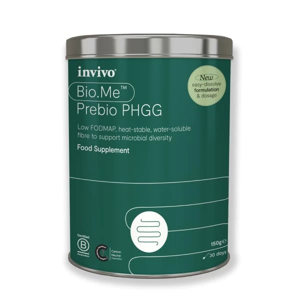Bio.Me Prebio PHGG (150g Tin - 30 Day Supply) - Prebiotic Fibre Powder Supplement - Water Soluble Fibre to Support Microbial Bacteria Diversity in The Gut - Vegan Friendly & Gluten Free - by Invivo