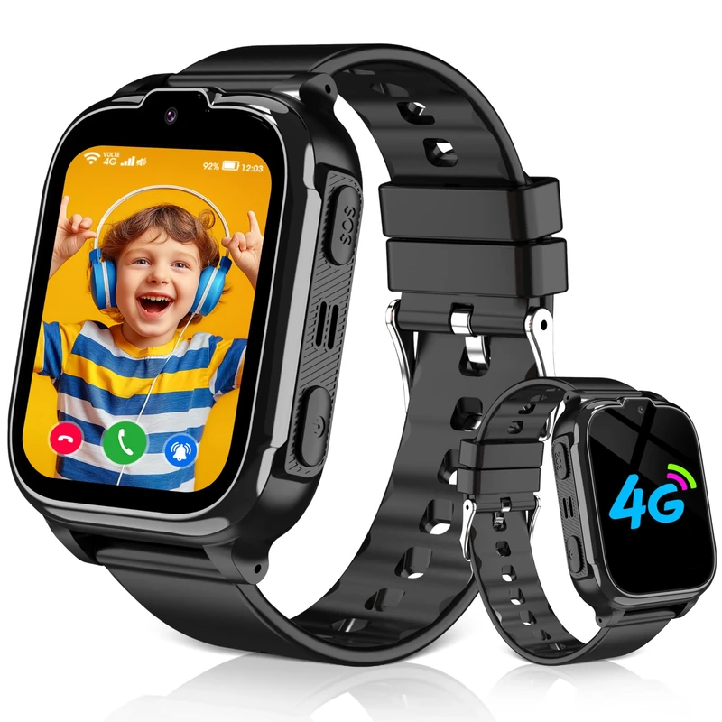Tzzulsx 4G Kids Smart Watch, Smart Watch for Kids GPS Tracker Phone Boys Girls with Video Call SOS Game Voice Chat IP68 Waterproof School Mode Toys Birthday Gifts