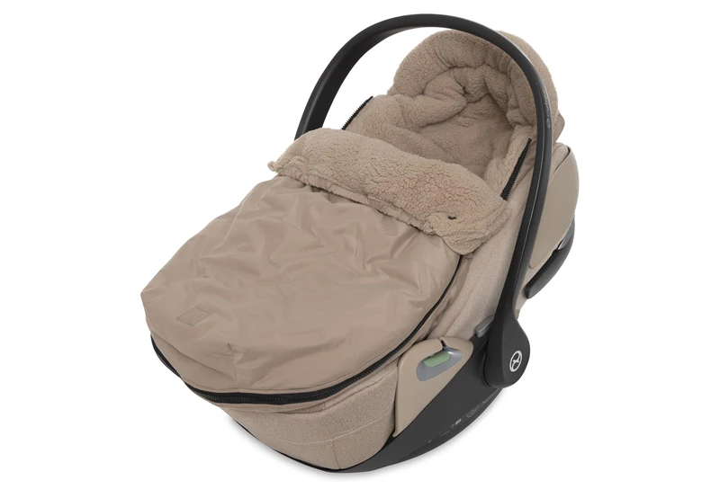 Jollein Footmuff Embossed – Milky Coffee – for Infant Car Seat Group 0+ and Stroller – for 3-Point and 5-Point Harness – Embossed Design and Fleece Lining