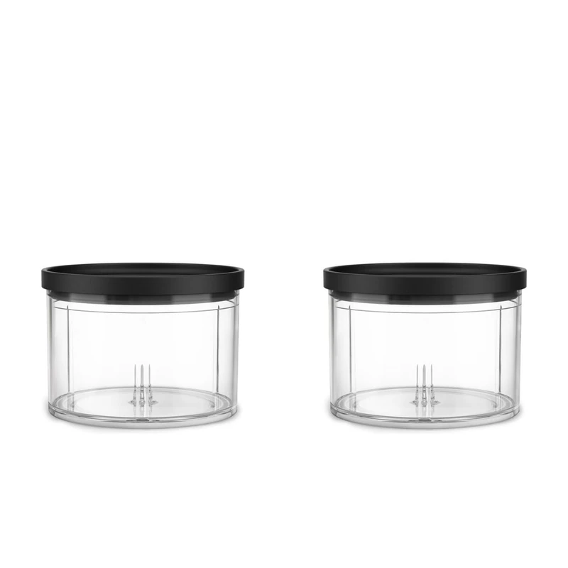KitchenAid Go 5KTCRBA35 Cordless Top-Down Chopper Extra Bowls, Set of 2 transparent 0.83L / 3.5 Cup Bowls with Lids, BPA-Free, Prep & Store Accessory, Transparent