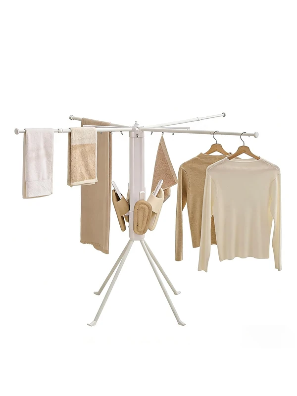 JOOM 4 Legs Double Layer Clothes Drying Rack, Garment Rack Portable and Foldable Space Saving Laundry Drying Rack - Drying Rack Clothing Floor Folding Balcony Bedroom Household