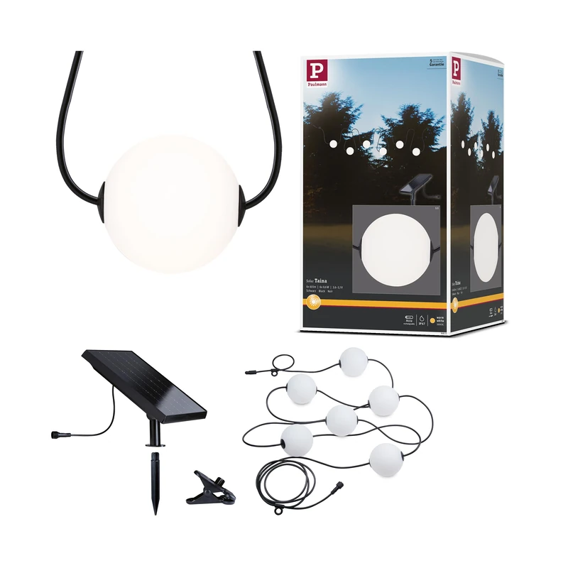 Paulmann Taina 94911 Solar LED Fairy Lights Basic Set IP67 3000K 5.8 m 6 x 60 lm Black
