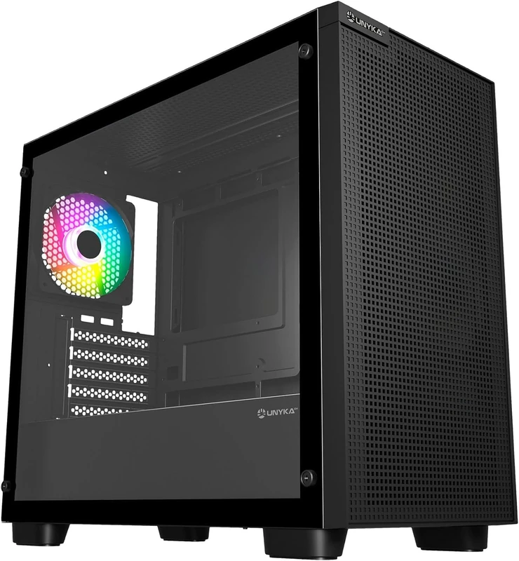 UNYKAch Revelat Mesh Edge Micro ATX Case - ARGB Gaming Chassis - Mesh Front Panel, 4 ARGB Fans Included, GPU Support 450mm, Liquid Cooling 360mm