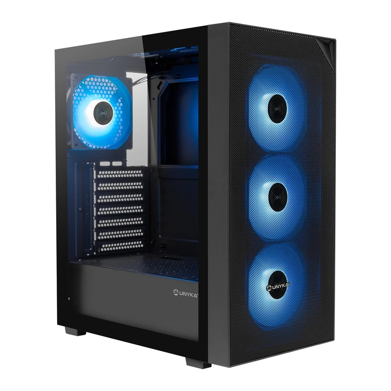 UNYKAch Revelat Mesh Compact Edition ATX Case | Gaming Chassis with 4 ×120 mm ARGB Fans, USB-C Gen 2, Tempered Glass, Cooling Support 240mm, Mesh Mesh