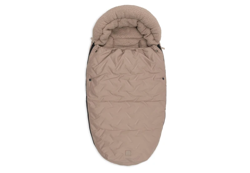 Jollein Footmuff Embossed – Milky Coffee – for Buggy or Stroller – Soft Fleece Lining – Fully Openable – Washable at 30°