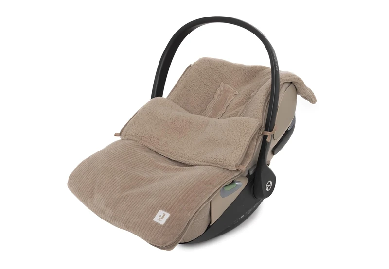 Jollein Footmuff Cloudy Rib – Milky Coffee – for Infant Car Seat Group 0+ and Stroller – for 3-Point and 5-Point Harness – with Rib Texture and Fleece Lining