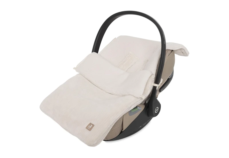 Jollein Footmuff Cloudy Rib – Oatmeal – for Infant Car Seat Group 0+ and Stroller – for 3-Point and 5-Point Harness – with Rib Texture and Fleece Lining