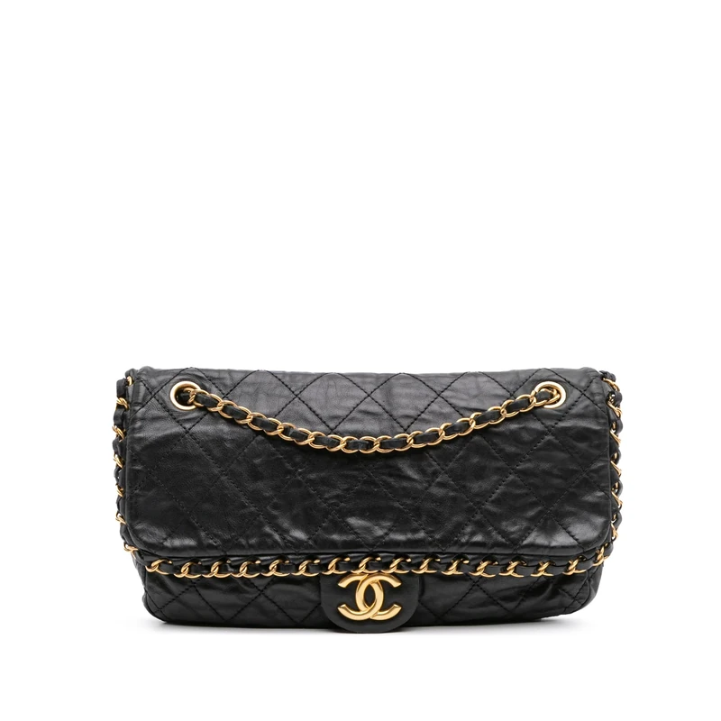 Pre-Loved Medium Quilted Aged Calfskin Chain Me Flap