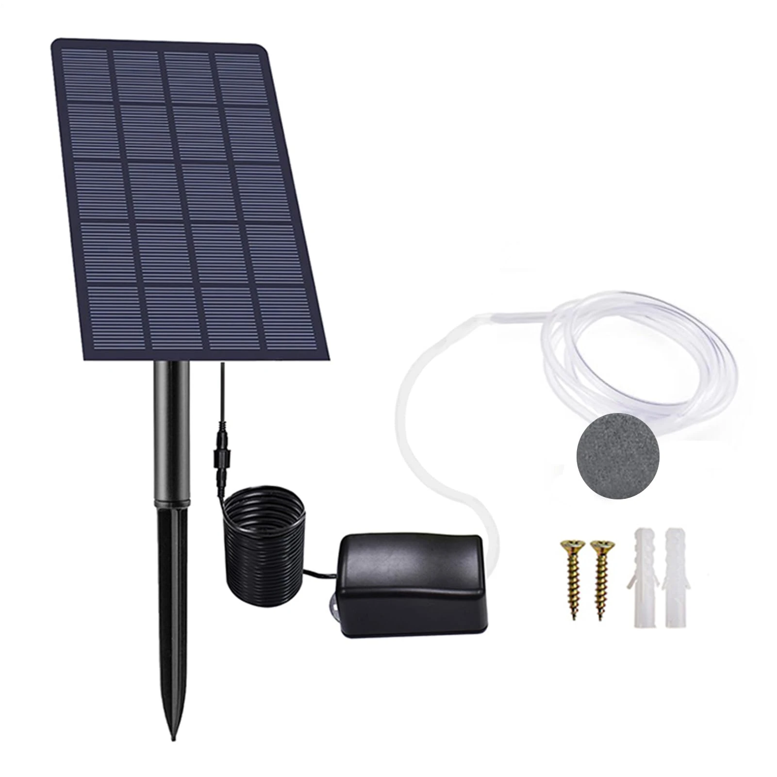 Solar Oxygenator Air Pump For Pond - 2.5W Aerator 1 Air Stone Oxygen Pump And Hose For Garden, Aquarium Fish Tank