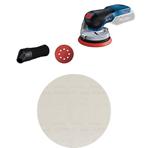 Bosch Professional 18V System Cordless Random Orbit Sander GEX 18V-125 + Bosch 25x Expert M480 Sanding Net (for Drywall, Hardwood, Ø 225 mm, Grit 120, Professional Accessory Drywall Sander)