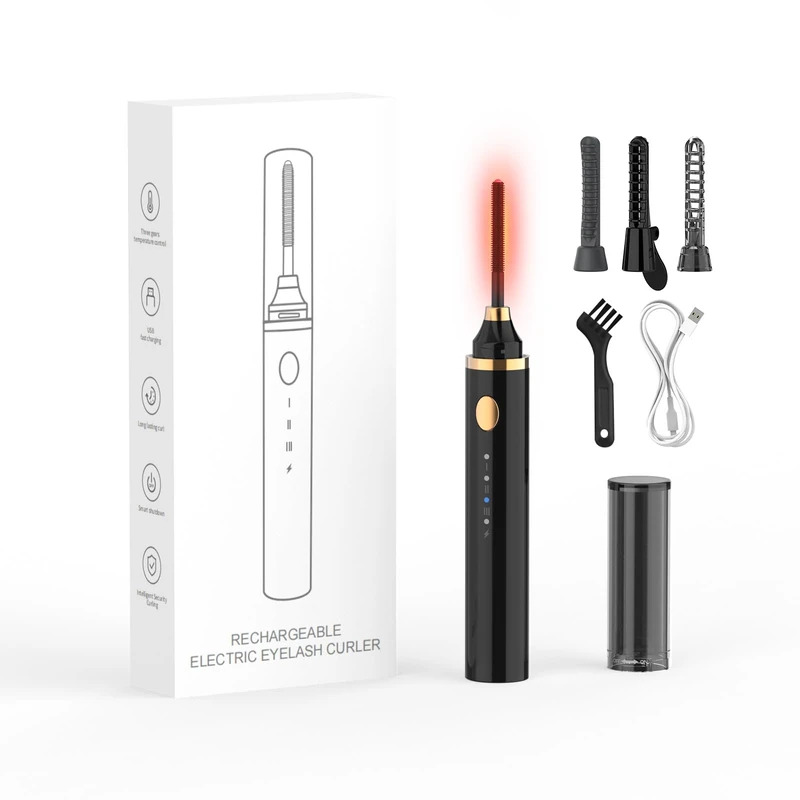 Smiling Shark Heated Eyelash Curler, 360° Electric Eyelash Brush with 3 Heating Modes & 5 Seconds Heating Extender/Definition/Curler 3-in-1 Eyelash Curler Suitable for All Eyelashes - Image 1