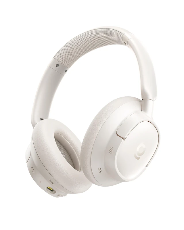 Baseus EH10 NC Bluetooth Headphones with -45dB Hybrid Active Noise Isolation, Over-Ear Headphones with Hi-Res & LDAC Audio and 5 AI Microphone, 80 Hours Long Playtime, Bluetooth 6.0 - Starlight White