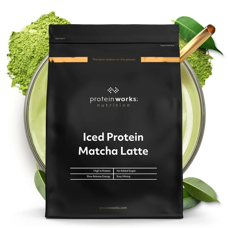 Protein Works - Iced Protein Matcha Latte, Premium Matcha Green Tea, 26mg Caffeine, High Protein, No Added Sugar, Supports Focus & Alertness, Whey Protein Blend, 33 Servings (1kg)