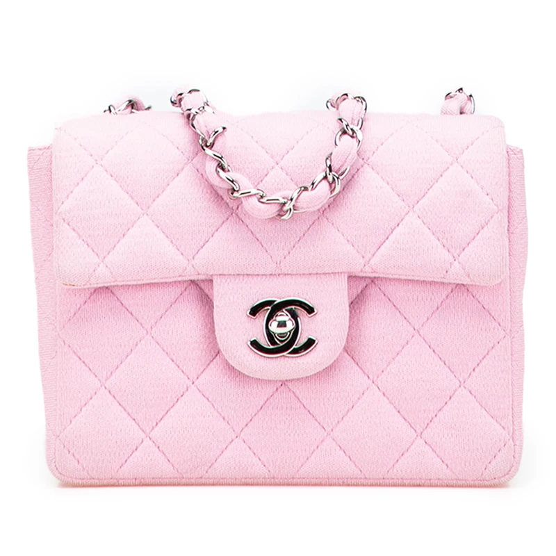 Chanel Pre-Loved Mini Square Classic Jersey Single Flap Crossbody Bag