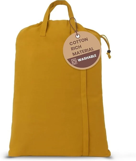 LFH Home Large Premium Cotton Canvas Laundry Bag with Drawstring and Handles Heavy Duty, Multi-Use, and Washable for Home, Travel, College or Storage 28x36 (Pack of 6)-Yellow