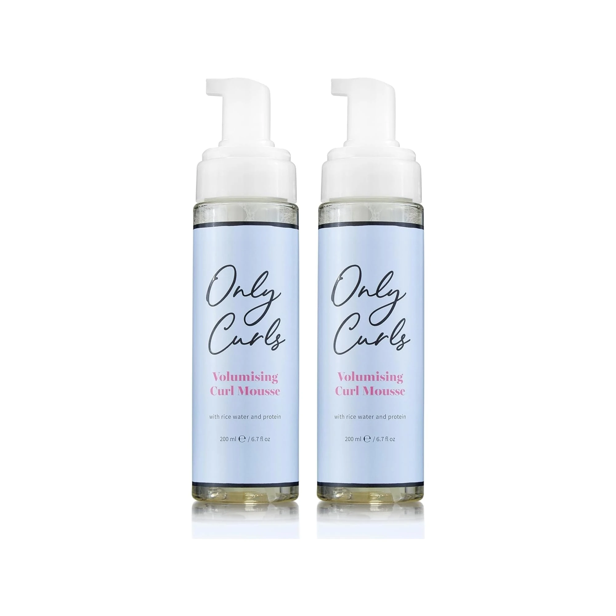 Only Curls Curl Mousse Duo, Curly Hair Product, Curl Volumiser & Control, Protein Rich, Lightweight Styling Foam, Conditioned, Defined, Frizz-Free Curls, For All Curly Hair Types, 200ml x2
