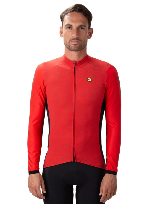 Alé Men's R.EV1 Velocity Plus Long Sleeve Cyling Jersey, Red, M