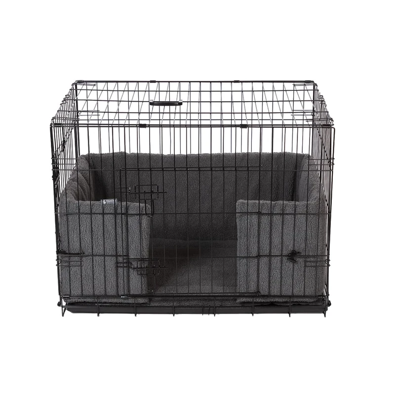 Danish Design Dog Crate Bumper - Sherpa Fleece, Ecoflex Recycled Filling - Grey - Large