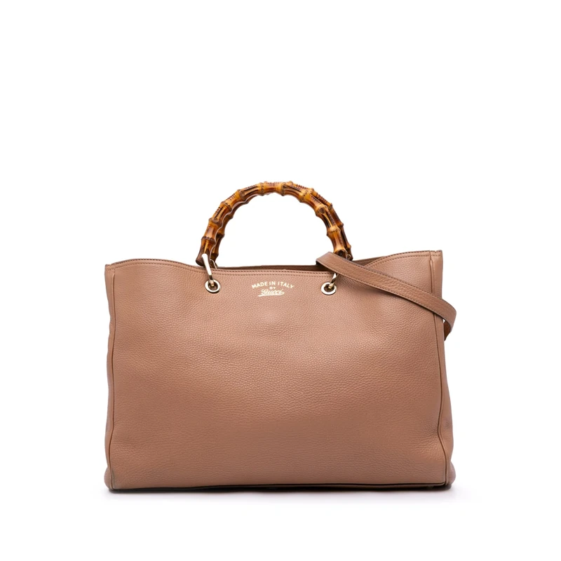 Gucci Pre-Loved Large Calfskin Bamboo Shopper Satchel